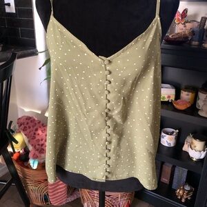 Olive Green Polka Dot Women's Top